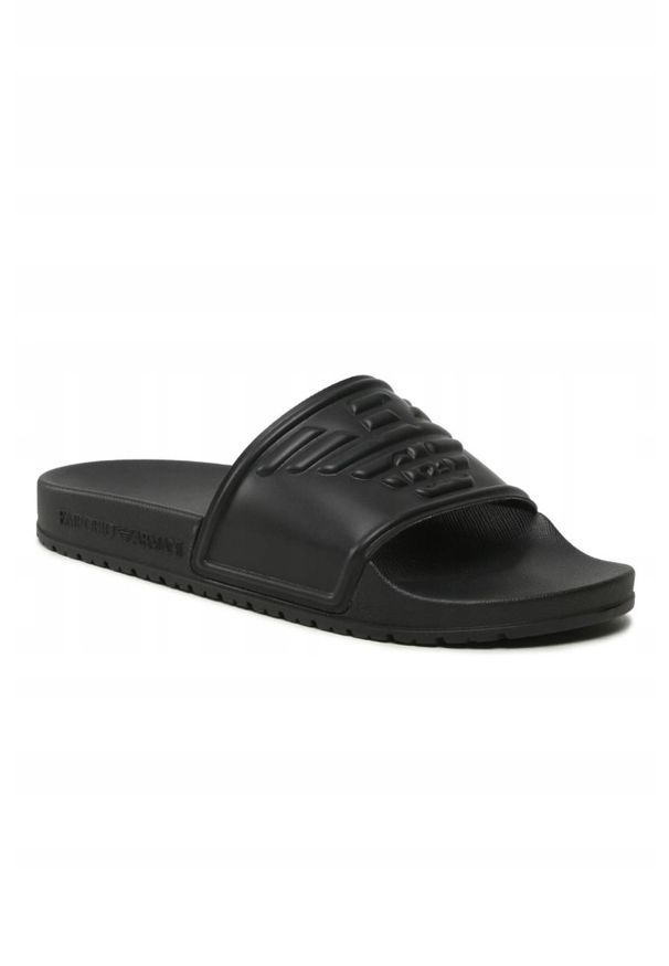 Emporio Armani - EMPORIO ARMANI Klapki czarne z logo. Kolor: czarny