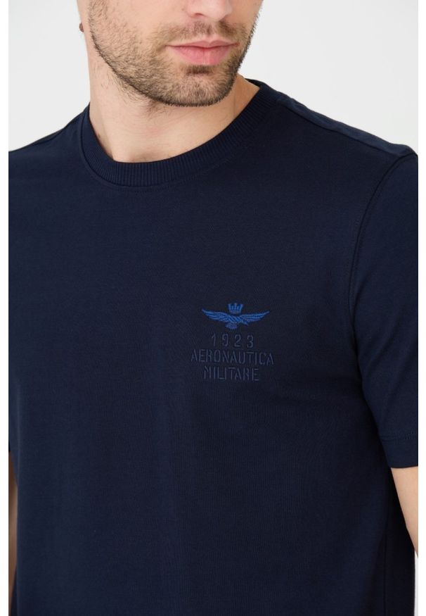 Aeronautica Militare - AERONAUTICA MILITARE Granatowy bawełniany męski t-shirt, Rozmiar XL. Kolor: niebieski. Materiał: bawełna