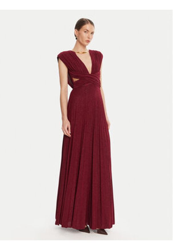 Elisabetta Franchi Sukienka wieczorowa AB-R15-56E2-V690 Bordowy Regular Fit. Kolor: czerwony. Materiał: wiskoza. Styl: wizytowy