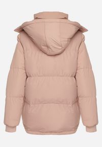 Born2be - Różowa Pudełkowa Kurtka Pikowana z Kapturem Anena. Typ kołnierza: kaptur. Kolor: różowy. Styl: elegancki #2