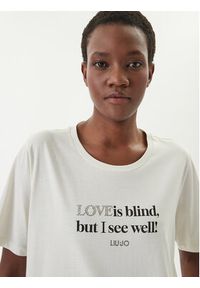 Liu Jo Sport T-Shirt TA6266 JS923 Écru Regular Fit. Kolor: kremowy. Materiał: bawełna. Styl: sportowy #4