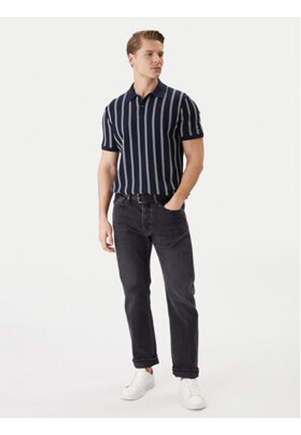 TOMMY HILFIGER - Tommy Hilfiger Polo Vertical MW0MW41949 Granatowy Regular Fit. Typ kołnierza: polo. Kolor: niebieski. Materiał: bawełna