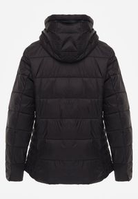 Renee - Czarna Pikowana Kurtka Przejściowa z Kapturem Learithra. Typ kołnierza: kaptur. Kolor: czarny. Materiał: jeans, nylon. Wzór: geometria. Styl: street #7