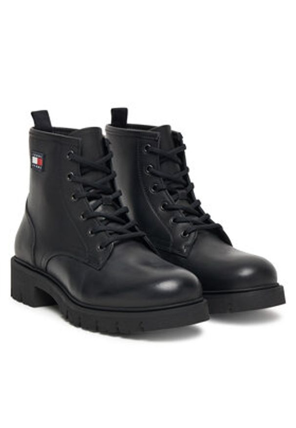 Tommy Jeans Trapery Tjw Lace Up Leather Boot EN0EN02824 Czarny. Kolor: czarny. Materiał: skóra