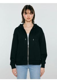 Big-Star - Bluza damska z kapturem rozpinana czarna Selina 906. Okazja: na co dzień. Typ kołnierza: kaptur. Kolor: czarny. Materiał: dzianina. Wzór: ze splotem. Styl: casual #2