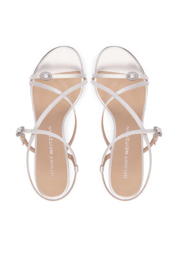 Stuart Weitzman Sandały Kensington Strappy Sandal 85 SN109 Kremowy. Kolor: kremowy. Materiał: materiał