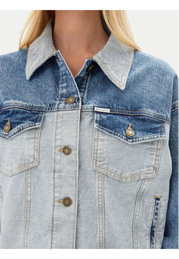 Guess Jeans Kurtka jeansowa W5YN56 D5M56 Niebieski Regular Fit. Kolor: niebieski. Materiał: bawełna