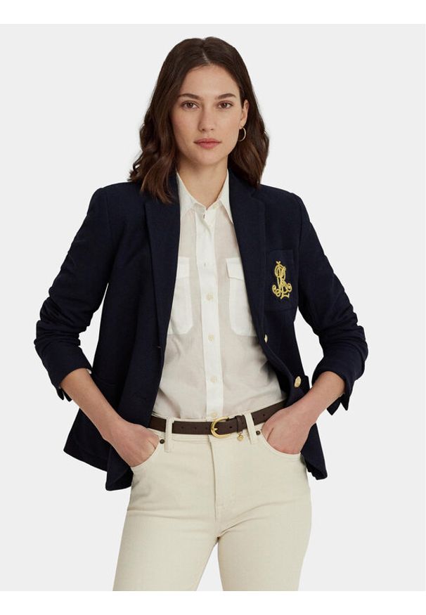 Lauren Ralph Lauren Marynarka 200797305005 Granatowy Slim Fit. Kolor: niebieski. Materiał: bawełna