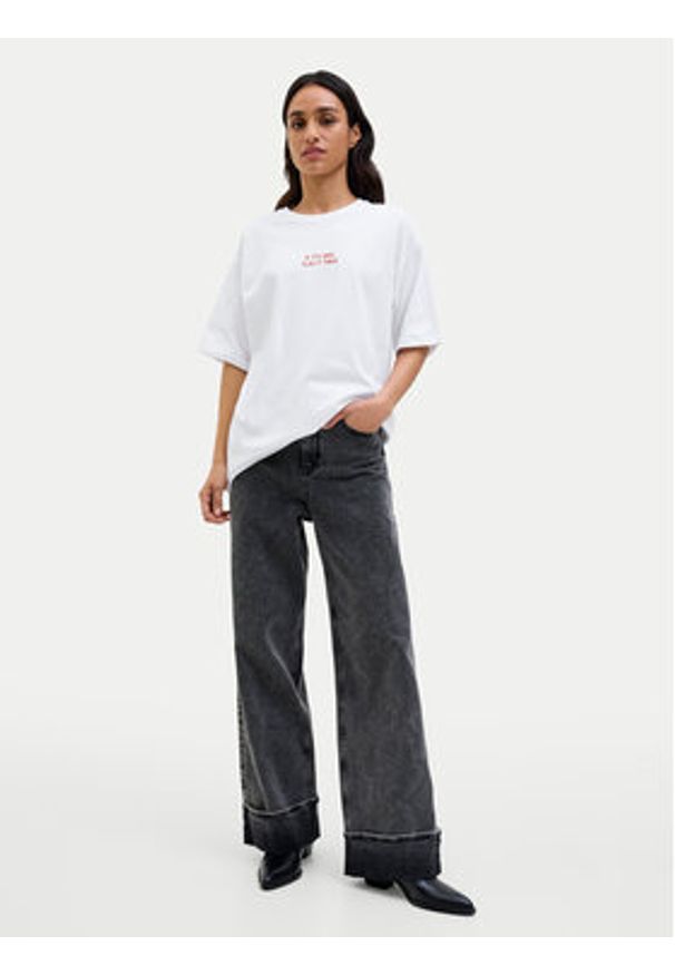 JJXX T-Shirt Nina 12273776 Biały Loose Fit. Kolor: biały. Materiał: bawełna