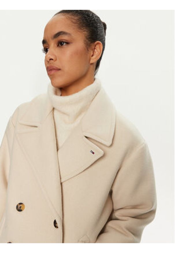 Tommy Jeans Płaszcz przejściowy DW0DW19752 Beżowy Regular Fit. Kolor: beżowy. Materiał: syntetyk