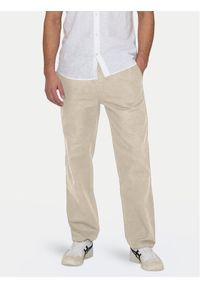 Only & Sons Spodnie materiałowe Sinus 22028267 Beżowy Loose Fit. Kolor: beżowy. Materiał: bawełna #1