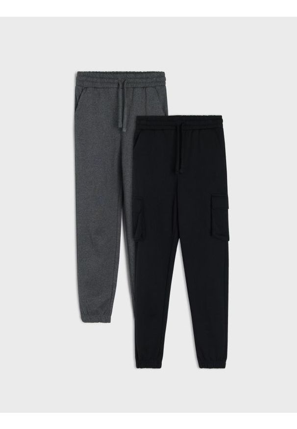 Sinsay - Spodnie cargo i jogger 2 pack - czarny. Kolor: czarny