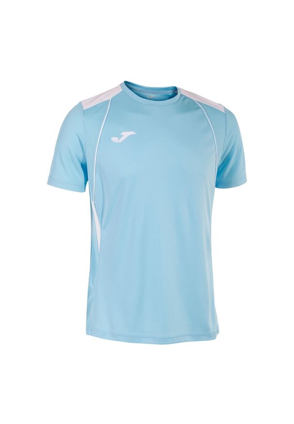 Jersey Joma Championship VII. Kolor: niebieski, wielokolorowy, biały. Materiał: poliester. Długość rękawa: krótki rękaw. Długość: krótkie. Sport: piłka nożna