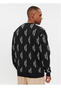 Calvin Klein Jeans Sweter Stacked Logo Aop Sweater J30J325287 Czarny Regular Fit. Kolor: czarny. Materiał: bawełna #4