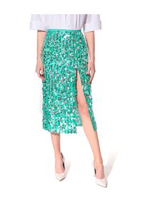 AGGI - Turkusowa cekinowa spódnica Layla. Stan: podwyższony. Kolor: zielony. Materiał: wiskoza. Wzór: aplikacja. Styl: klasyczny, elegancki #1
