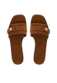 Tory Burch Klapki Romy 183306 Brązowy. Kolor: brązowy. Materiał: skóra, zamsz #3