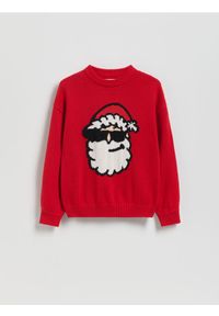 Reserved - Świąteczny sweter - czerwony. Kolor: czerwony. Materiał: dzianina, bawełna. Styl: wizytowy