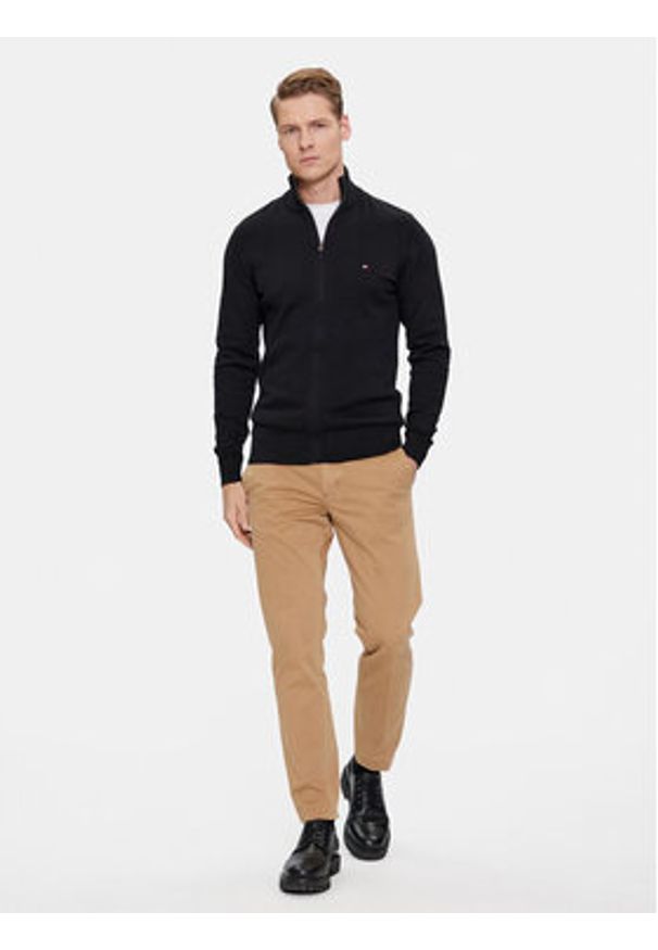 TOMMY HILFIGER - Tommy Hilfiger Kardigan MW0MW28050 Czarny Regular Fit. Kolor: czarny. Materiał: bawełna
