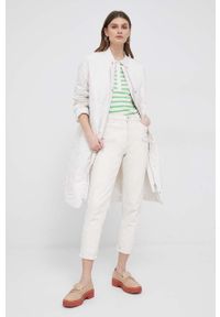 TOMMY HILFIGER - Tommy Hilfiger kurtka damska kolor biały przejściowa. Okazja: na co dzień. Kolor: biały. Materiał: tkanina, materiał. Wzór: gładki. Styl: casual #5