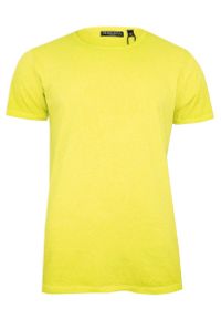 Brave Soul - Żółty T-Shirt (Koszulka) Bez Nadruku -BRAVE SOUL- Męski, Okrągły Dekolt, Fluo, Intensywny Kolor. Okazja: na co dzień. Kolor: złoty, wielokolorowy, żółty. Materiał: bawełna. Styl: casual