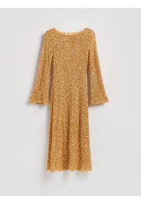 Reserved - Cekinowa sukienka maxi - złoty. Kolor: złoty. Materiał: tkanina. Typ sukienki: proste. Długość: maxi #1