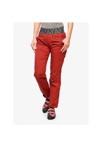 OCUN - Spodnie wspinaczkowe damskie Ocun Pantera Organic Pants. Kolor: czerwony. Wzór: motyw zwierzęcy