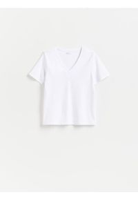 Reserved - Bawełniany t-shirt - biały. Kolor: biały. Materiał: bawełna #1