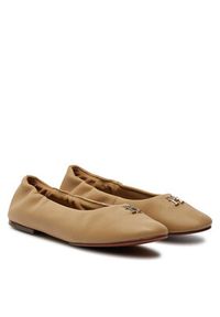 TOMMY HILFIGER - Tommy Hilfiger Baleriny Th Elevated Elastic Ballerina FW0FW07882 Khaki. Kolor: brązowy. Materiał: skóra