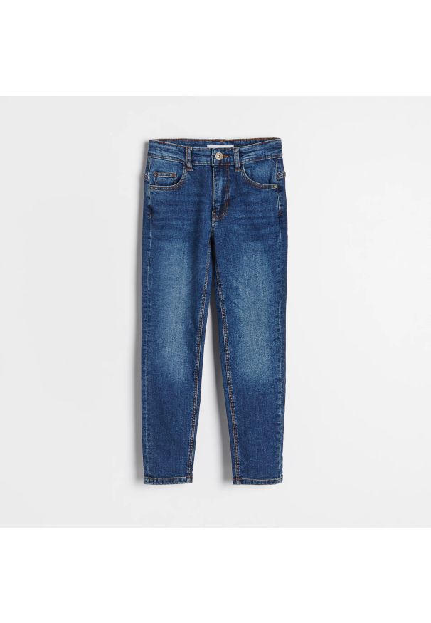 Reserved - Elastyczne jeansy slim - Granatowy. Kolor: niebieski