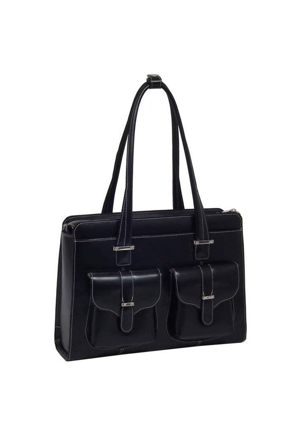 MCKLEIN - Skórzana torba damska na laptopa 15,4" Mcklein Alexis 96545 czarna. Kolor: czarny. Materiał: skórzane