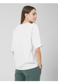outhorn - T-shirt gładki damski - biały. Okazja: na co dzień. Kolor: biały. Materiał: bawełna, materiał, jeans, dresówka, dzianina. Długość rękawa: krótki rękaw. Wzór: gładki. Styl: casual, sportowy #4
