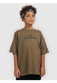 4f - 4F T-shirt loose z nadrukiem chłopięcy - khaki 158 (12-13 lat). Okazja: na co dzień, na uczelnię. Kolor: oliwkowy, wielokolorowy, brązowy. Materiał: dzianina, bawełna, materiał. Wzór: nadruk. Sezon: lato. Styl: klasyczny, casual #1