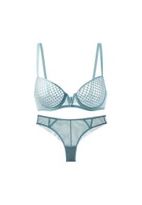 Intica - Komplet bielizny z motywem plastra miodu Cacilie. Kolor: niebieski. Materiał: tkanina