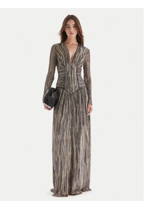 Just Cavalli Sukienka wieczorowa 79PAO946 J0252 Złoty Slim Fit. Kolor: złoty. Materiał: syntetyk. Styl: wizytowy