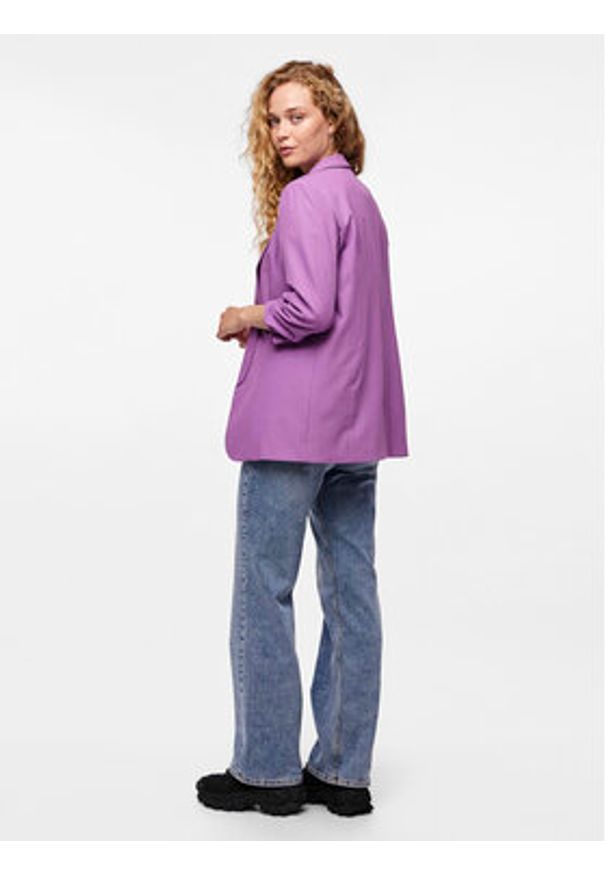 Pieces Marynarka Bosella 17090996 Fioletowy Regular Fit. Kolor: fioletowy. Materiał: syntetyk