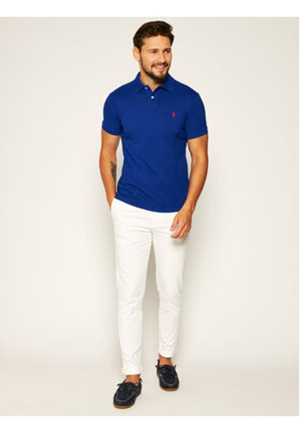 Polo Ralph Lauren Polo Core Replen 710795080001 Niebieski Slim Fit. Typ kołnierza: polo. Kolor: niebieski. Materiał: bawełna