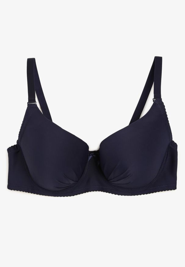 Born2be - Granatowy Biustonosz Typu Full-Cup z Regulowanymi Ramiączkami Kandras. Kolor: niebieski. Materiał: jeans