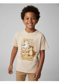 Sinsay - Koszulka z nadrukiem - beżowy. Kolor: beżowy. Wzór: nadruk #1