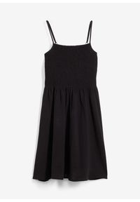 bonprix - Sukienka na ramiączkach z przewiewnego muślinu. Kolor: czarny. Długość rękawa: na ramiączkach #1