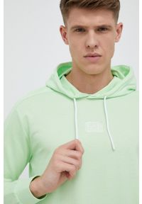 EA7 Emporio Armani bluza bawełniana męska kolor zielony z kapturem z aplikacją. Typ kołnierza: kaptur. Kolor: zielony. Materiał: bawełna. Wzór: aplikacja #4