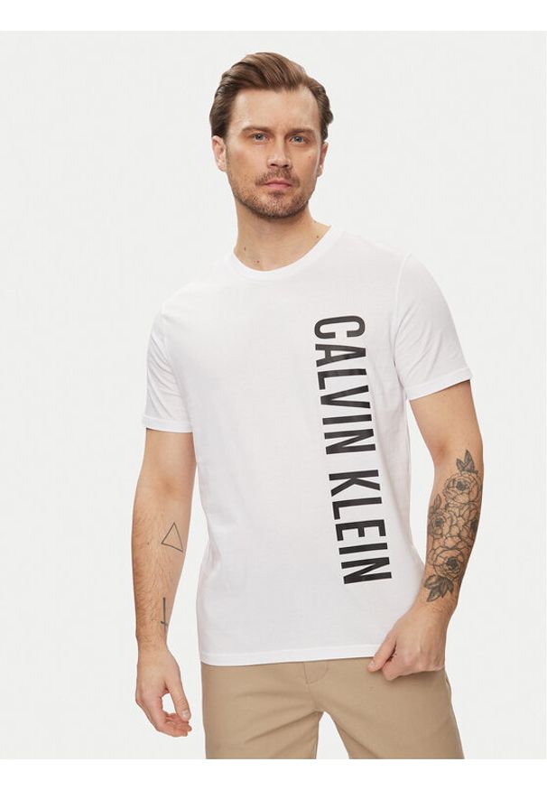 Calvin Klein Swimwear T-Shirt KM0KM00998 Biały Regular Fit. Kolor: biały. Materiał: bawełna