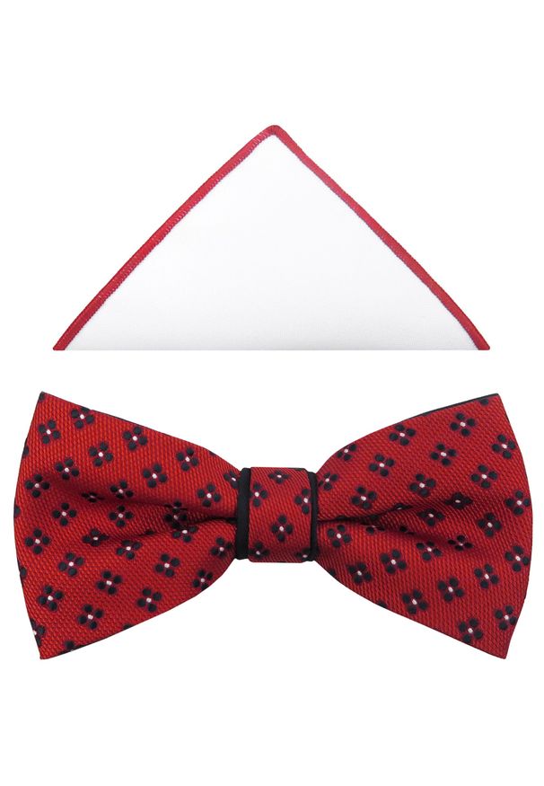 Modini - Czerwona mucha męska w drobne kwiatki A210. Kolor: czerwony. Materiał: poliester, tkanina. Wzór: kwiaty. Styl: elegancki