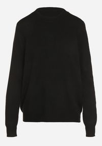 Born2be - Czarny Casualowy Sweter z Wełną i Bawełną Nedalla. Okazja: na co dzień. Kolor: czarny. Materiał: wełna, bawełna. Długość rękawa: długi rękaw. Długość: długie. Styl: casual #5