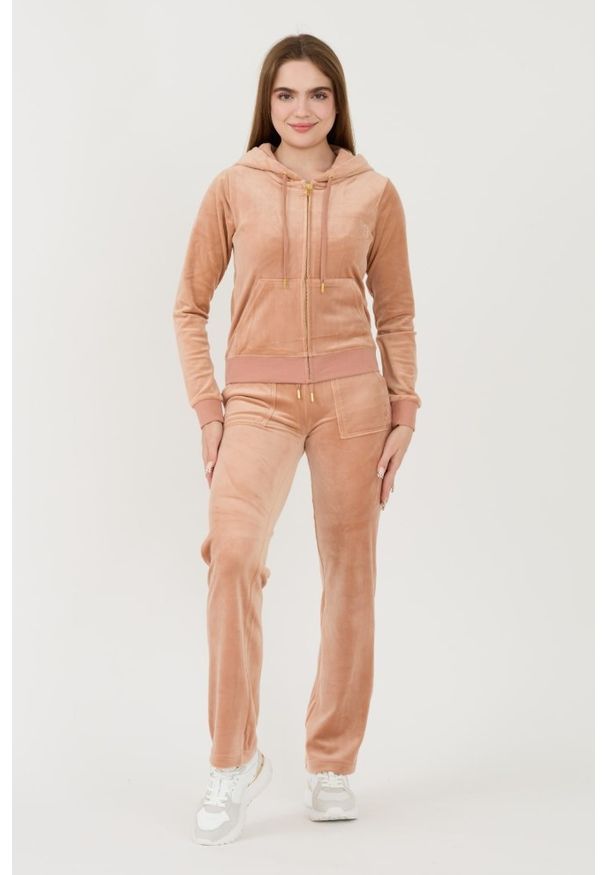 Juicy Couture - JUICY COUTURE Beżowa bluza Robertson Gold Hoodie. Kolor: beżowy
