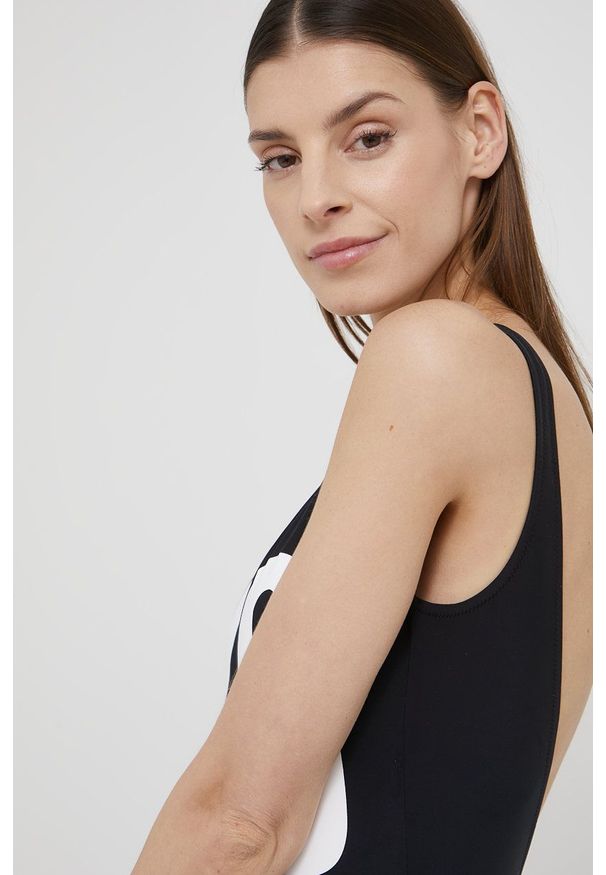 Moschino Underwear strój kąpielowy kolor czarny miękka miseczka. Kolor: czarny. Materiał: dzianina. Wzór: nadruk