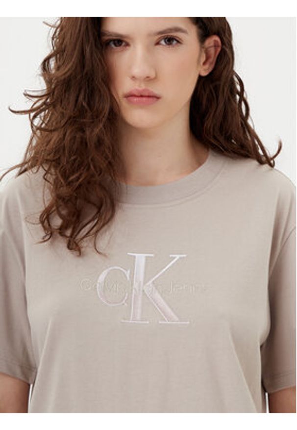 Calvin Klein Jeans T-Shirt Monologo J20J224798 Szary Relaxed Fit. Kolor: szary. Materiał: bawełna