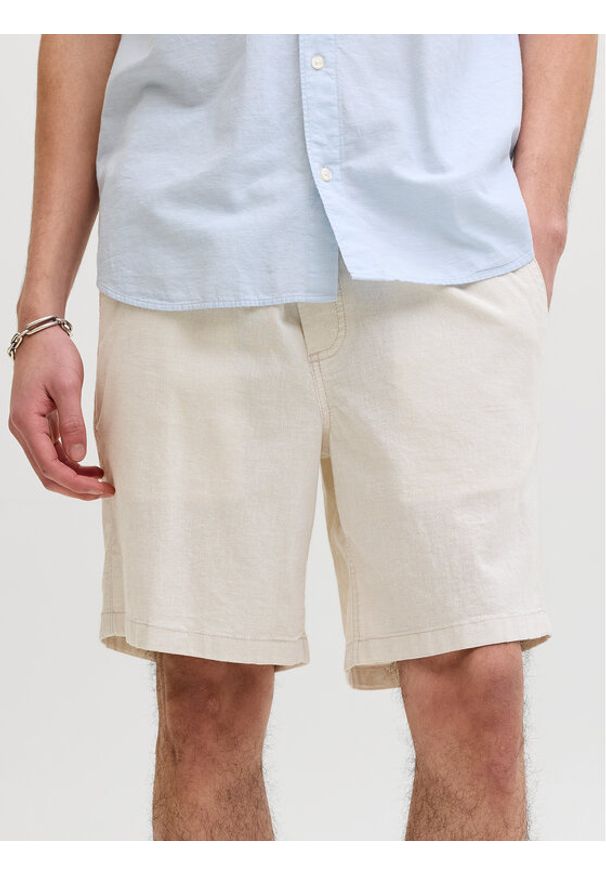 Jack & Jones Szorty materiałowe Jaiden 12293768 Beżowy Relaxed Fit. Kolor: beżowy. Materiał: bawełna