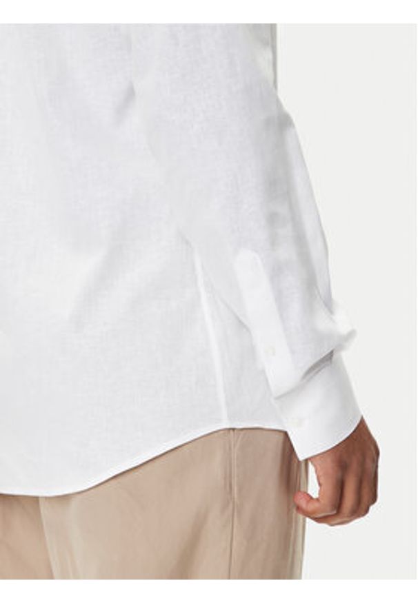Karl Lagerfeld - KARL LAGERFELD Koszula 605035 552627 Biały Regular Fit. Typ kołnierza: dekolt w karo. Kolor: biały. Materiał: bawełna, len
