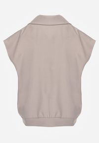 Renee - Beżowa Dwurzędowa Kamizelka Oversize o Garniturowym Kroju Edoriela. Kolor: beżowy. Materiał: poliester, koronka #6