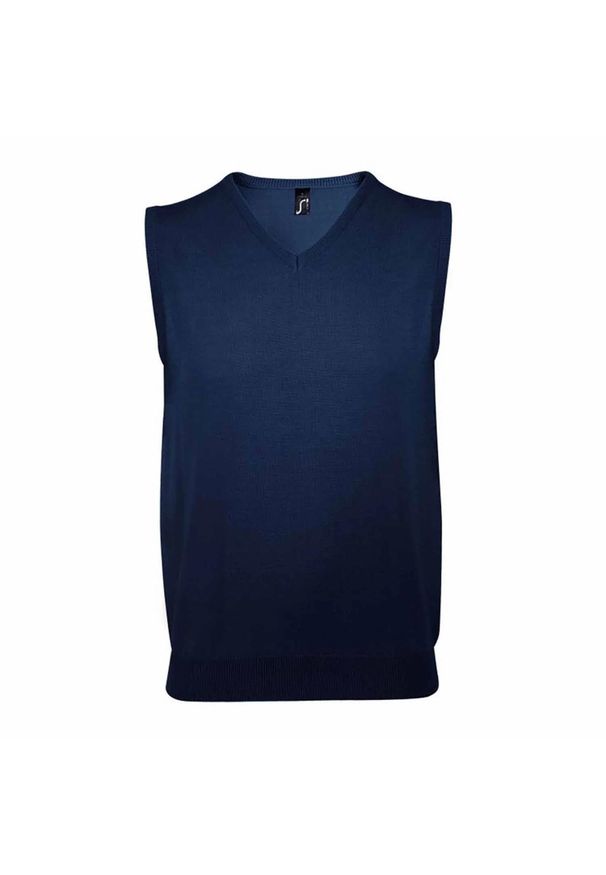 SOL'S - Dzianinowa Kamizelka Bez Rękawów Dla Dorosłych Panów Unisex. Kolor: niebieski. Materiał: dzianina. Długość rękawa: bez rękawów